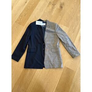 Frame Le Mix Oversized Blazer in Navy & Gray - NWT
